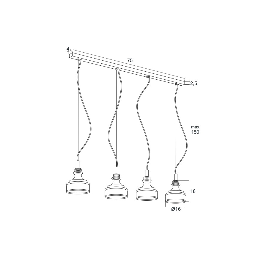 Argon 1650 - LED sietynas, kabinamas ant virvės TULUZA 4xLED/5W/230V
