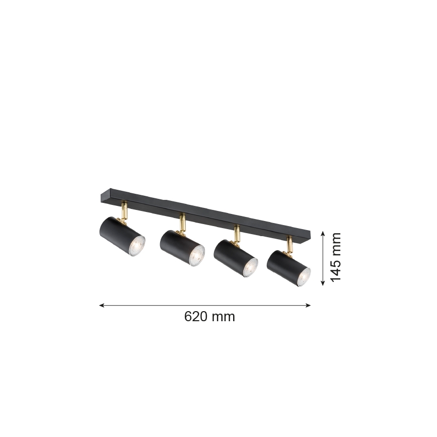 Argon 1690 - Akcentinis šviestuvas LAGOS 4xGU10/5W/230V juodas/žalvaris