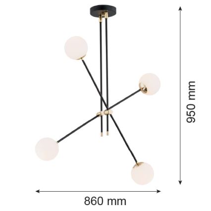 Argon 1696 - Pakabinamas sietynas ABSTRACT 4xE14/7W/230V juodas