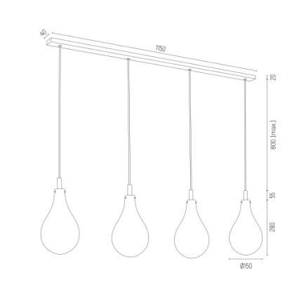 Argon 1740 - Pakabinamas sietynas OAKLAND 4xG9/6W/230V