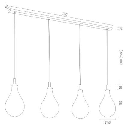 Argon 1741 - Pakabinamas sietynas OAKLAND 4xG9/6W/230V