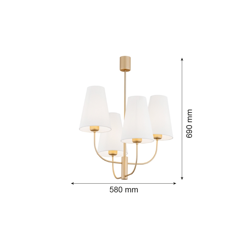 Argon 1821 - Sietynas ant stulpo SAFIANO 4xE27/15W/230V auksas