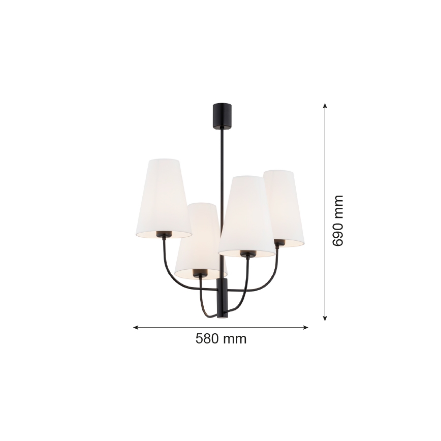 Argon 1822 - Sietynas ant stulpo SAFIANO 4xE27/15W/230V juoda