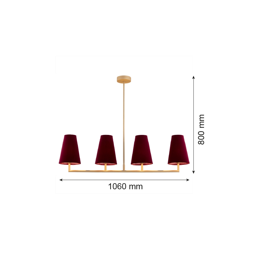 Argon 1829 - Sietynas ant stulpo SAFIANO 4xE27/15W/230V bordo