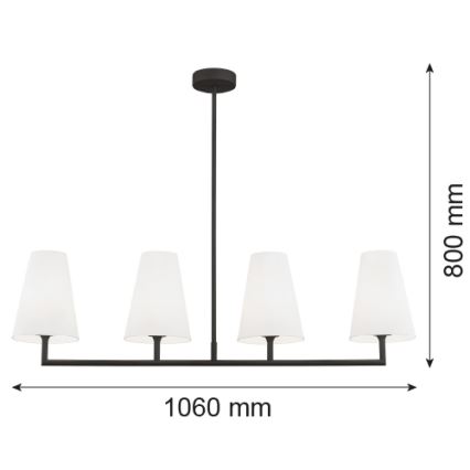 Argon 1831 - Sietynas ant stulpo SAFIANO 4xE27/15W/230V juoda