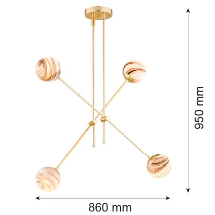 Argon 1840 - Sietynas ant stulpo ABSOS 4xE14/7W/230V alabasteris auksas