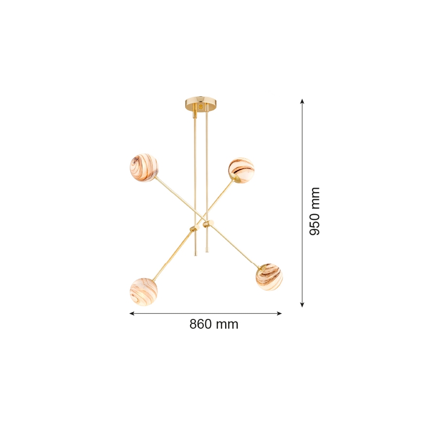 Argon 1840 - Sietynas ant stulpo ABSOS 4xE14/7W/230V alabasteris auksas