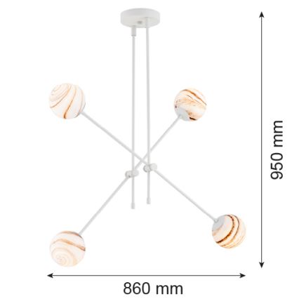 Argon 1841 - Sietynas ant stulpo ABSOS 4xE14/7W/230V alabasteris balta