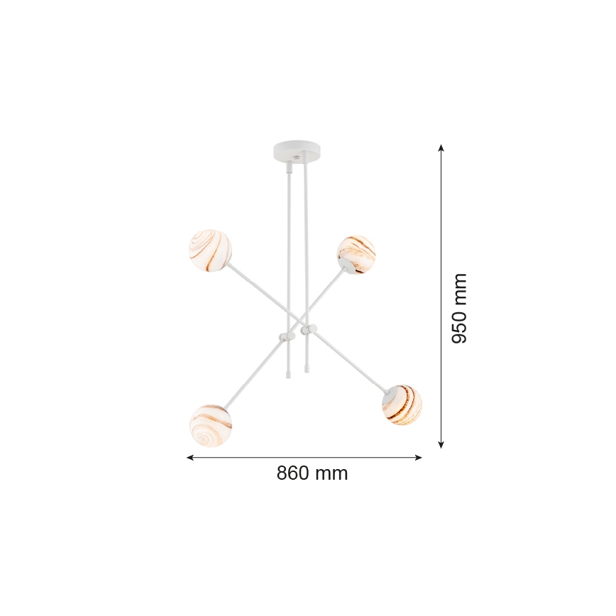 Argon 1841 - Sietynas ant stulpo ABSOS 4xE14/7W/230V alabasteris balta