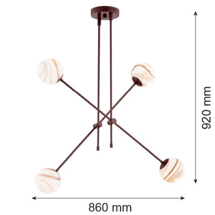 Argon 1842 - Sietynas ant stulpo ABSOS 4xE14/7W/230V alabasteris ruda