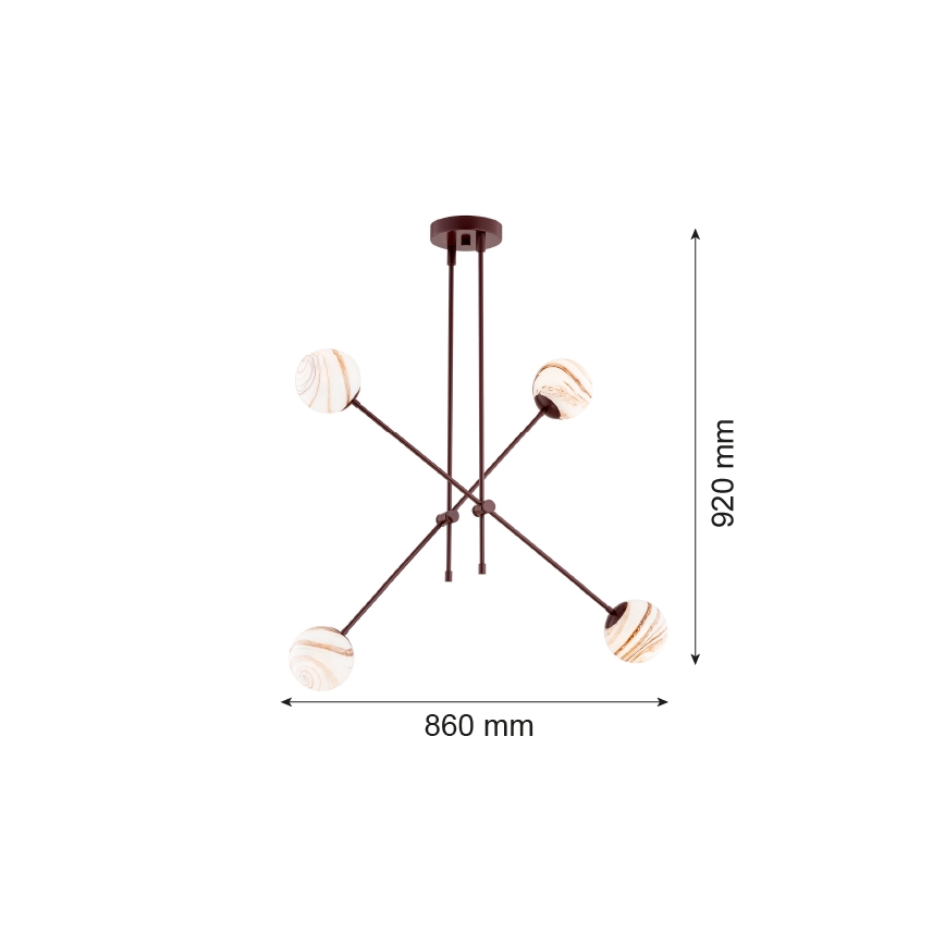 Argon 1842 - Sietynas ant stulpo ABSOS 4xE14/7W/230V alabasteris ruda
