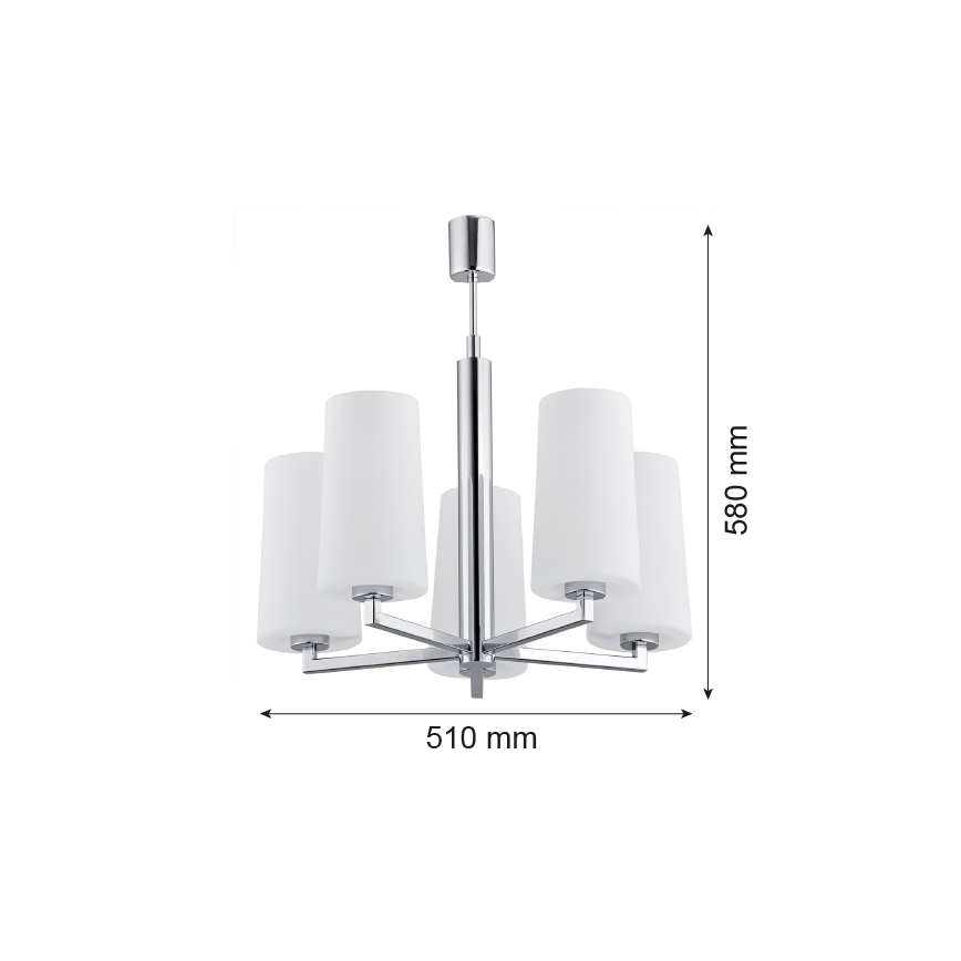 Argon 2053 - Sietynas ant stulpo CAMELOT 5xE27/15W/230V blizgus chromas