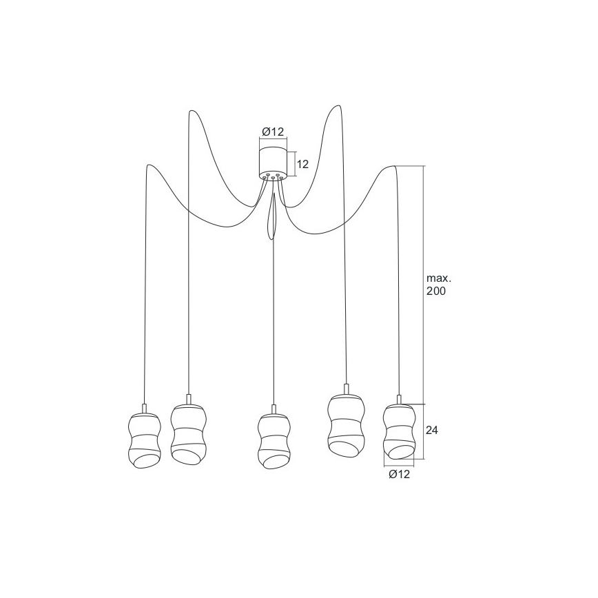 Argon 2073 - LED sietynas, kabinamas ant virvės GARDA 5xLED/5W/230V