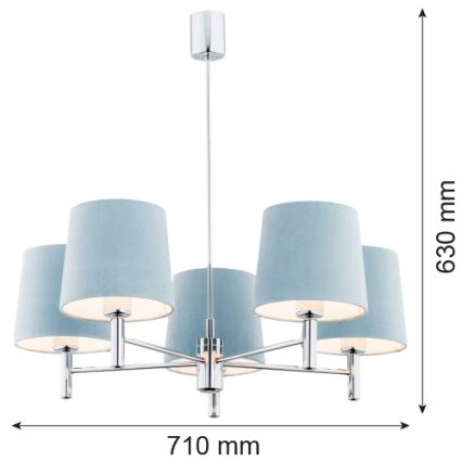 Argon 2076 - Sietynas ant stulpo BOLZANO 5xE27/15W/230V mėlyna
