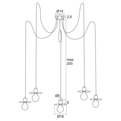 Argon 2079 - Pakabinamas sietynas CORSO 5xE27/15W/230V voras blizgus chromas