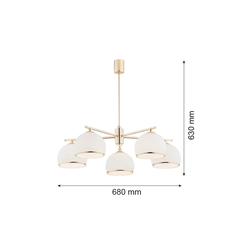 Argon 2088 - Pakabinamas sietynas ant stulpelio MARBELLA 5xE27/15W/230V žalvaris