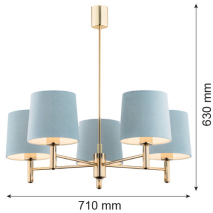 Argon 2106 - Sietynas ant stulpo PONTE 5xE27/15W/230V žalvario/kreminė