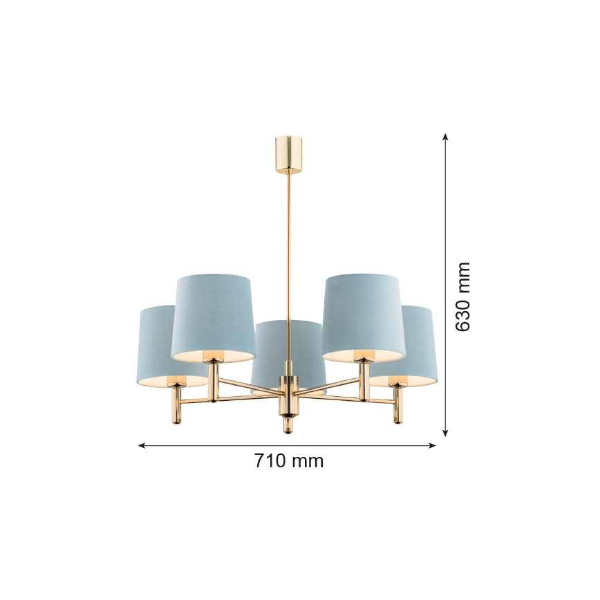 Argon 2106 - Sietynas ant stulpo PONTE 5xE27/15W/230V žalvario/kreminė