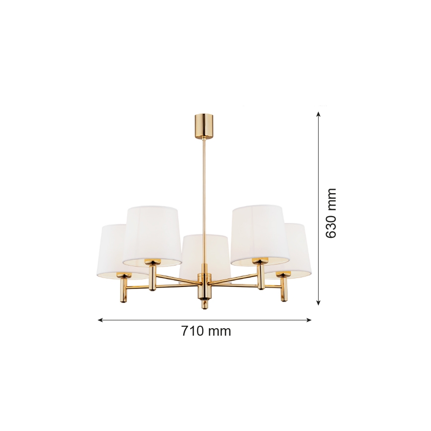 Argon 2106 - Sietynas ant stulpo PONTE 5xE27/15W/230V žalvario/kreminė