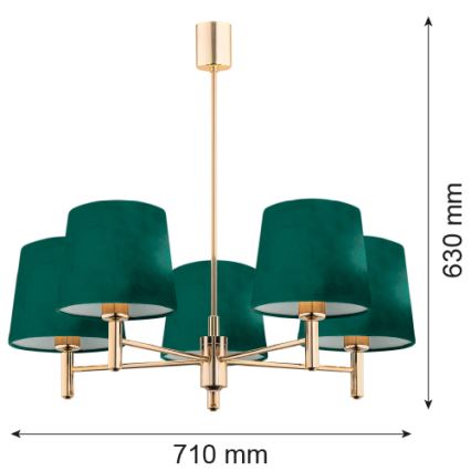 Argon 2145 - Sietynas ant stulpo PONTE 5xE27/15W/230V žalias/žalvaris
