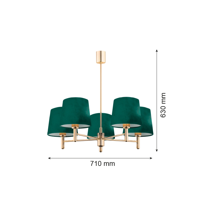 Argon 2145 - Sietynas ant stulpo PONTE 5xE27/15W/230V žalias/žalvaris