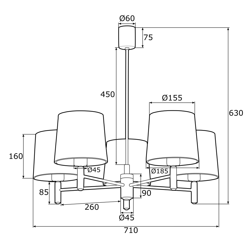 Argon 2145 - Sietynas ant stulpo PONTE 5xE27/15W/230V žalias/žalvaris