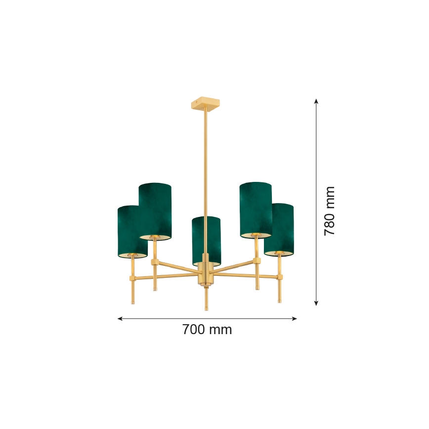 Argon 2147 - Sietynas ant stulpo ABRUZZO 5xE14/7W/230V žalvaris/žalias