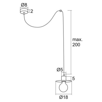 Argon 3835 - Pakabinamas sietynas CORSO 1xE27/15W/230V juodas