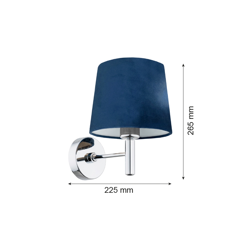 Argon 3908 - Sieninė lempa BOLZANO 1xE27/15W/230V mėlynas/blizgus chromas