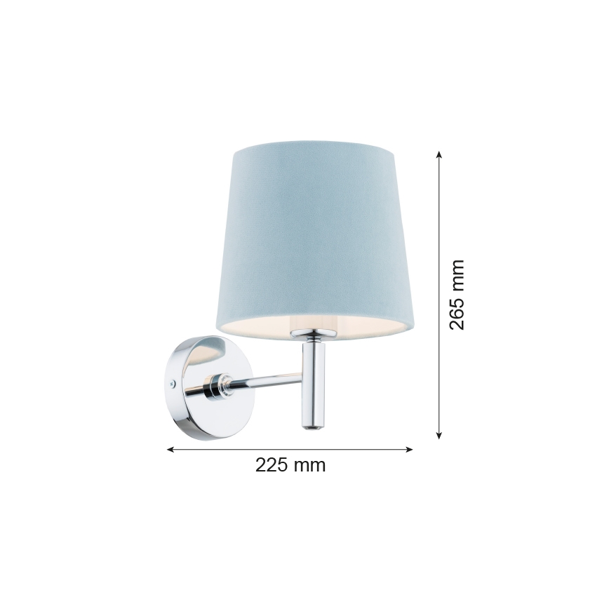 Argon 3910 - Sieninė lempa BOLZANO 1xE27/15W/230V mėlynas/blizgus chromas