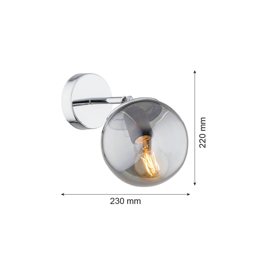 Argon 3989 - Sieninė lempa SATELITE 1xE27/15W/230V blizgus chromas/pilkas