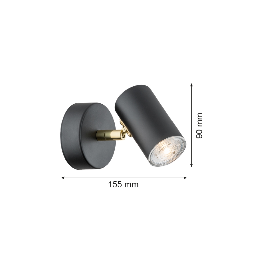 Argon 4210 - Sieninis akcentinis šviestuvas LAGOS 1xGU10/5W/230V juodas/žalvaris