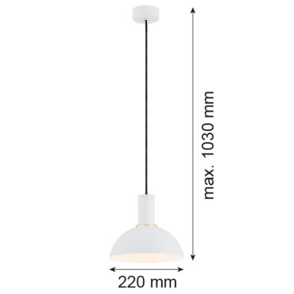 Argon 4220 - Pakabinamas šviestuvas ant laido SINES 1xE27/15W/230V skersmuo 28 cm baltas