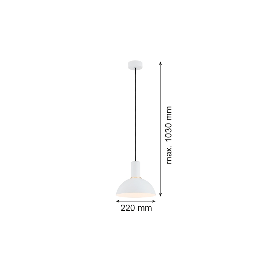 Argon 4220 - Pakabinamas šviestuvas ant laido SINES 1xE27/15W/230V skersmuo 28 cm baltas