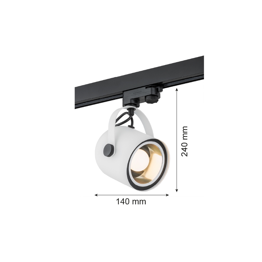 Argon 4309 - Akcentinis šviestuvas bėgių sistemai NET 1xE27/15W/230V baltas