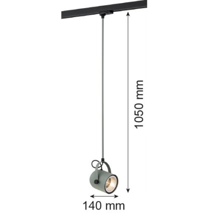 Argon 4313 - Pakabinamas sietynas bėgių sistemai NET 1xE27/15W/230V žalias