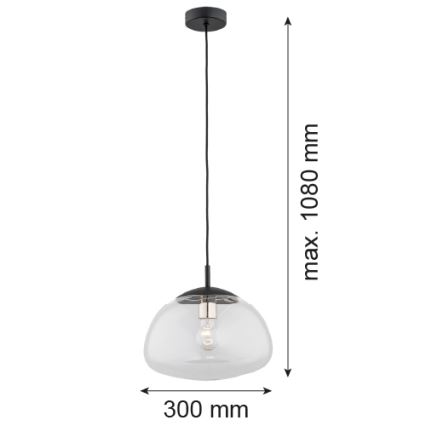 Argon 4332 - Pakabinamas sietynas TRINI 1xE27/15W/230V d. 30 cm juodas