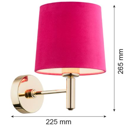 Argon 4349 - Sieninė lempa PONTE 1xE27/15W/230V rožinė/žalvario