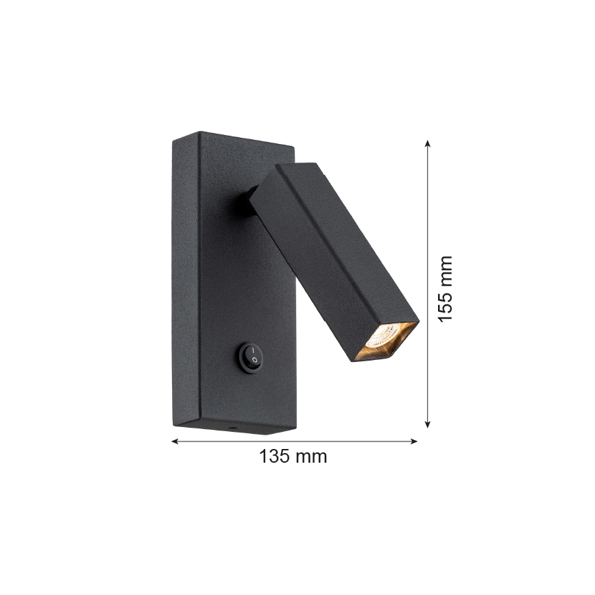 Argon 4723 - Sieninis akcentinis šviestuvas ROCK 1xG9/6W/230V juodas