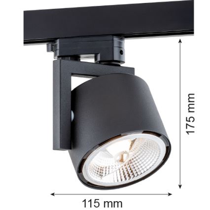 Argon 4751 - LED Akcentinis šviestuvas bėgių sistemai ALTO 1xGU10-AR111/12W/230V juodas