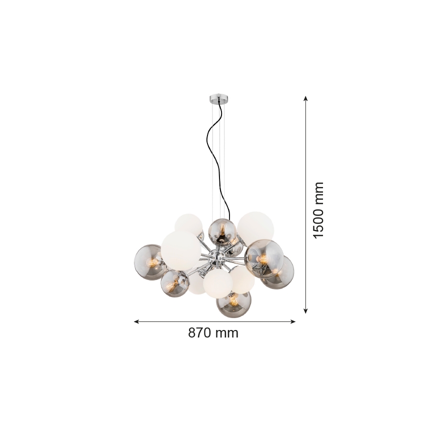 Argon 5020 - Pakabinamas sietynas SATELITE 15xE27/15W/230V blizgus chromas/baltas