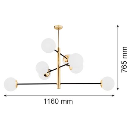 Argon 5041 - Sietynas ant stulpo CAMERON 8xE27/15W/230V žalvaris/juoda