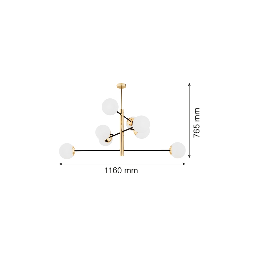 Argon 5041 - Sietynas ant stulpo CAMERON 8xE27/15W/230V žalvaris/juoda
