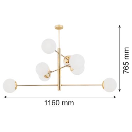 Argon 5043 - Sietynas ant stulo CAMERON 8xE27/15W/230V žalvaris