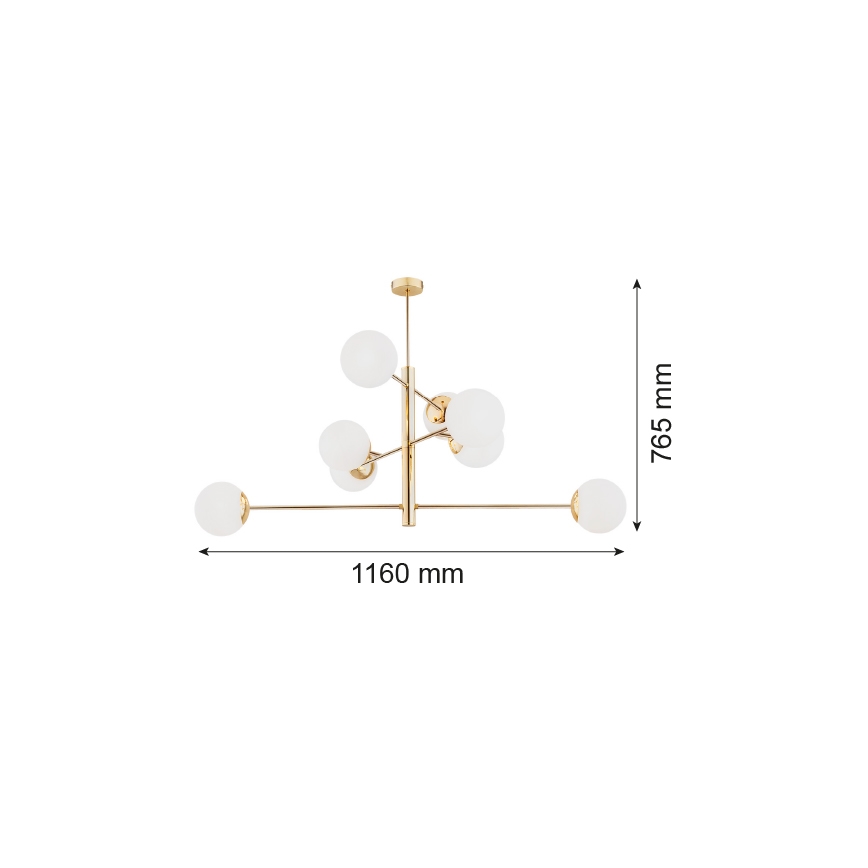 Argon 5043 - Sietynas ant stulo CAMERON 8xE27/15W/230V žalvaris