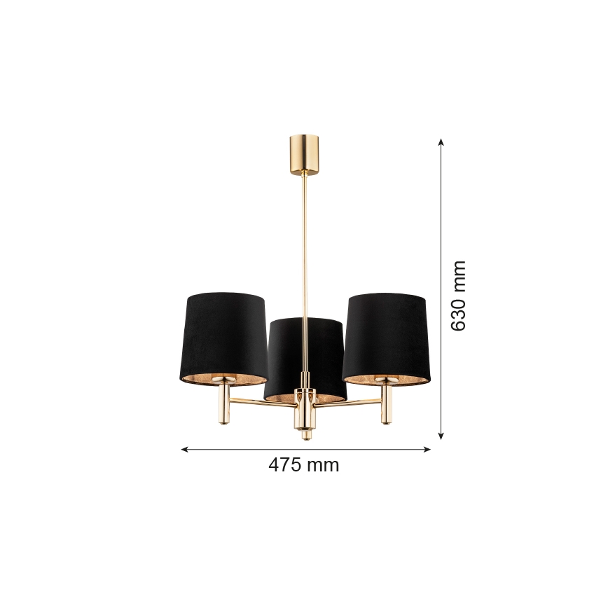 Argon 6111 - Sietynas ant stulpo PONTE 3xE27/15W/230V juodas