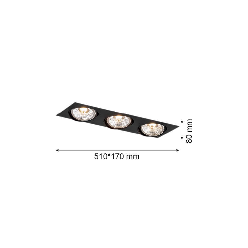Argon 6116 - Įleidžiamas šviestuvas OLIMP 3xGU10-AR111/12W/230V juodas
