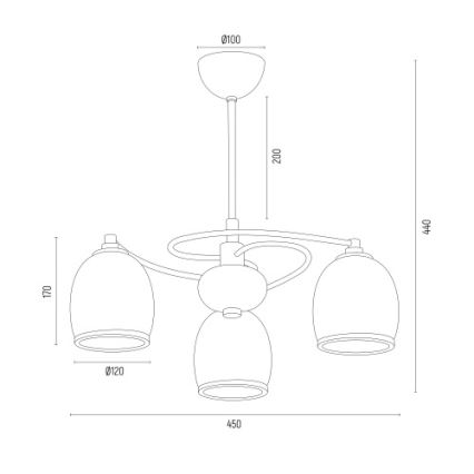 Argon 6144 - Sietynas ant stulpo AVILA PLUS 3xE27/15W/230V juoda/auksinė/balta