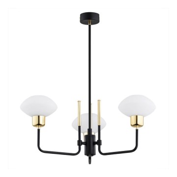 Argon 6166 - Pakabinamas šviestuvas ant strypo RAVELLO 3xE14/15W/230V juoda/auksinė