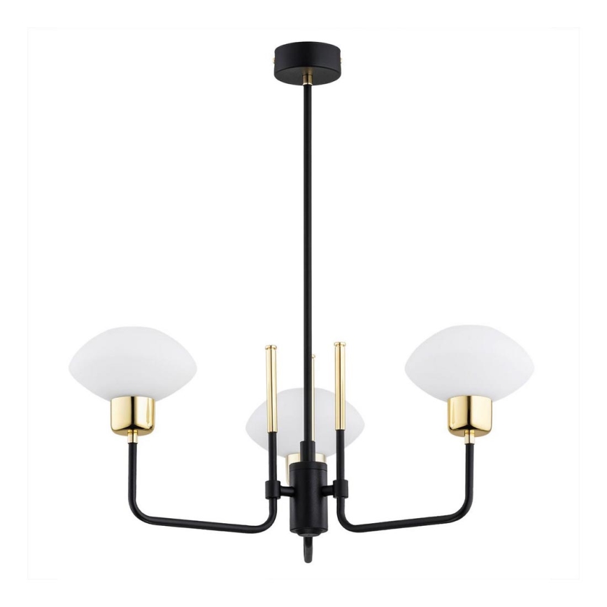 Argon 6166 - Pakabinamas šviestuvas ant strypo RAVELLO 3xE14/15W/230V juoda/auksinė